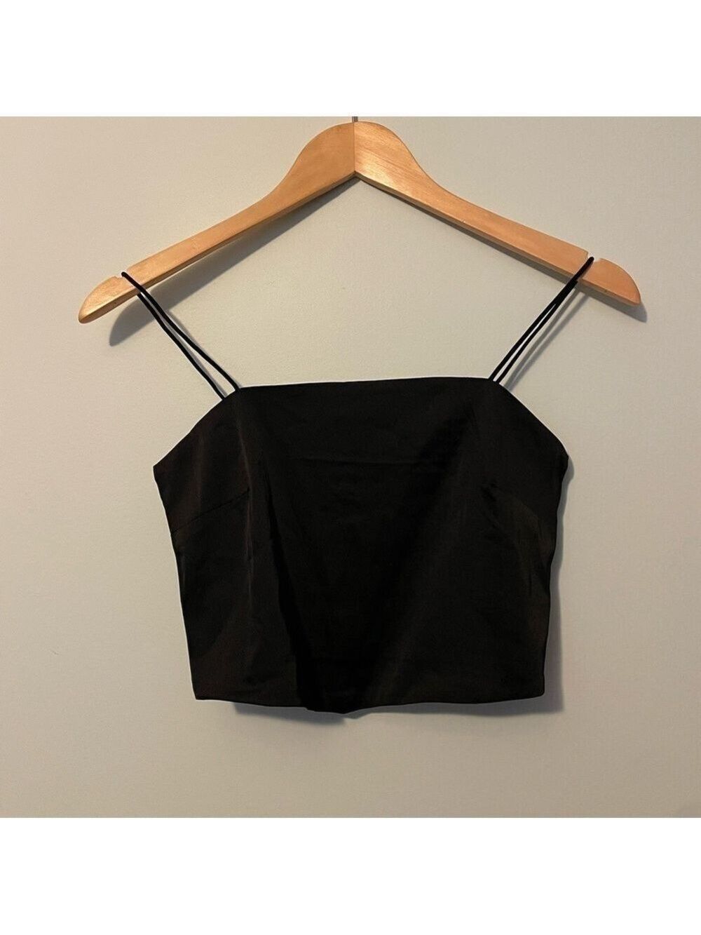 Adika Black Crop Spaghetti Strap Ruched Top Small NWT